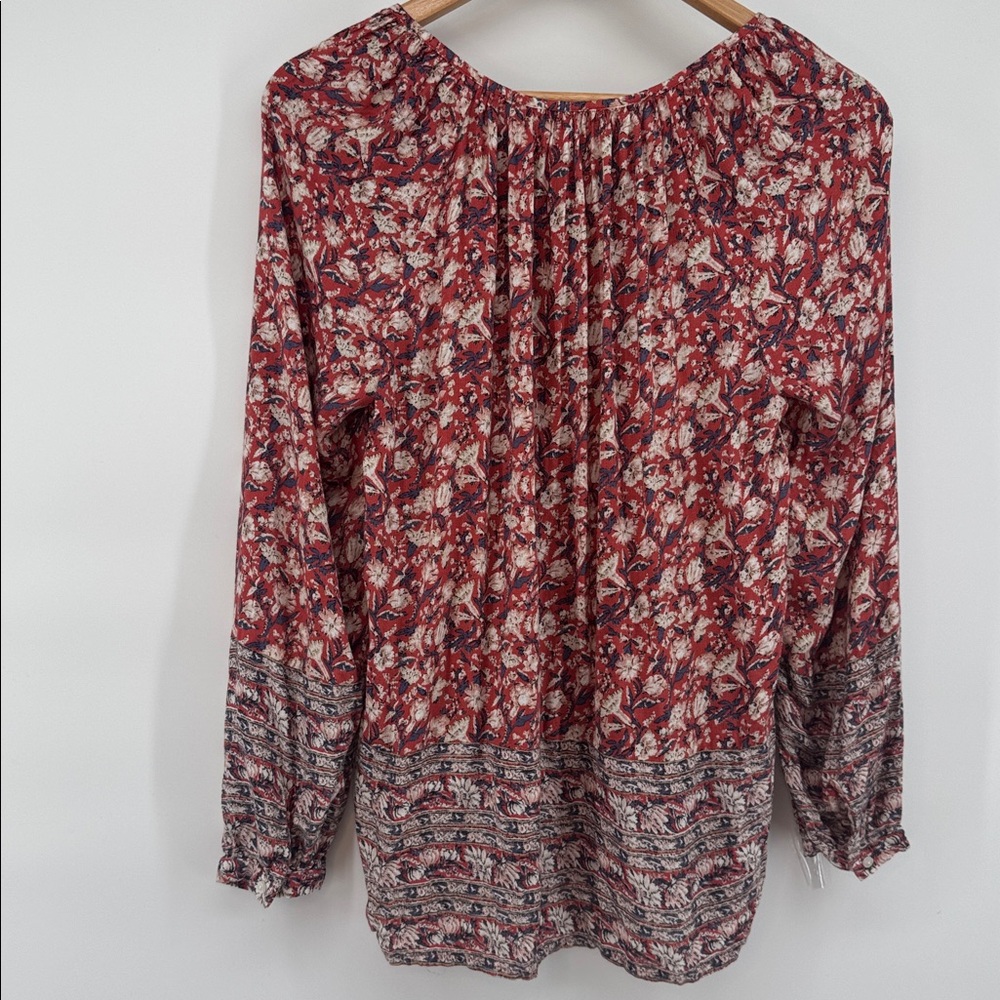 Lucky Brand Boho Spring peasant top Floral Long Sleeve lightweight Women's Med - Picture 7 of 8